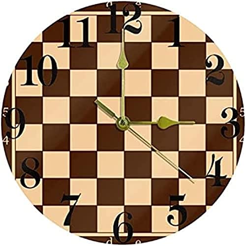 Reloj de Pared Reloj de Pared de Tablero de ajedrez, 12 Pulgadas silencioso sin tictac Cuarzo Relojes de Pared Redondos Que...
