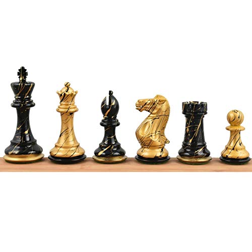 RoyalChessMall-4.1 'Vanguard Series Juego de Piezas de ajedrez Staunton Solo - Pintado a Mano en Negro y Dorado