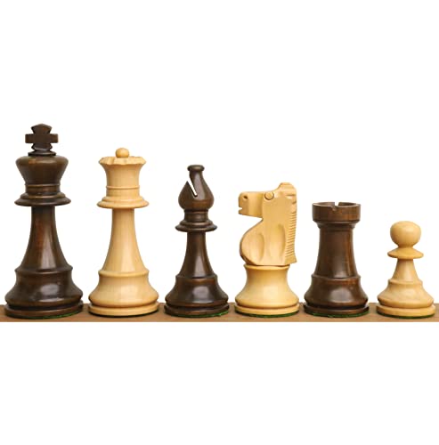 Royal Chess Mall - Juego de piezas de ajedrez francés mejoradas - Boj manchado de nogal - King de 3.9 pulgadas