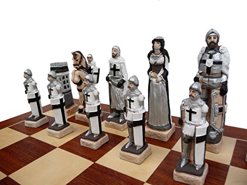 Juego de ajedrez de Piedra de mármol de Inglaterra, Egipto, GRUNWALD en Tablero de ajedrez de Madera, temático, ¡Cada Figura...