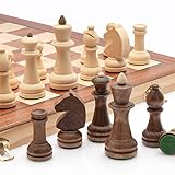 Exquisito Juego de ajedrez Plegable de Madera de 38 cm con Piezas de ajedrez Staunton de 7,6 cm de Altura de Rey - Tablero de...