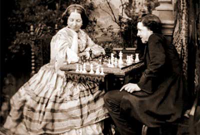 Paul Morphy jugando al ajedrez con la reina Victoria de Inglaterra