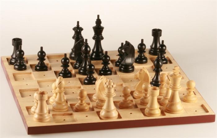 Wooden Chess Set for the Blind - 3.75 inch King