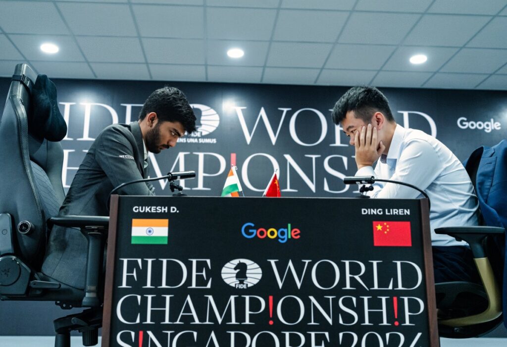 Imagen ilustrativa sobre gukesh contraataca para empatar el campeonato mundial de la fide en ajedrez