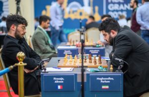 Ilustración de fide grand swiss 2025, día 3 maghsoodloo y vaishali emergen como líder ajedrez