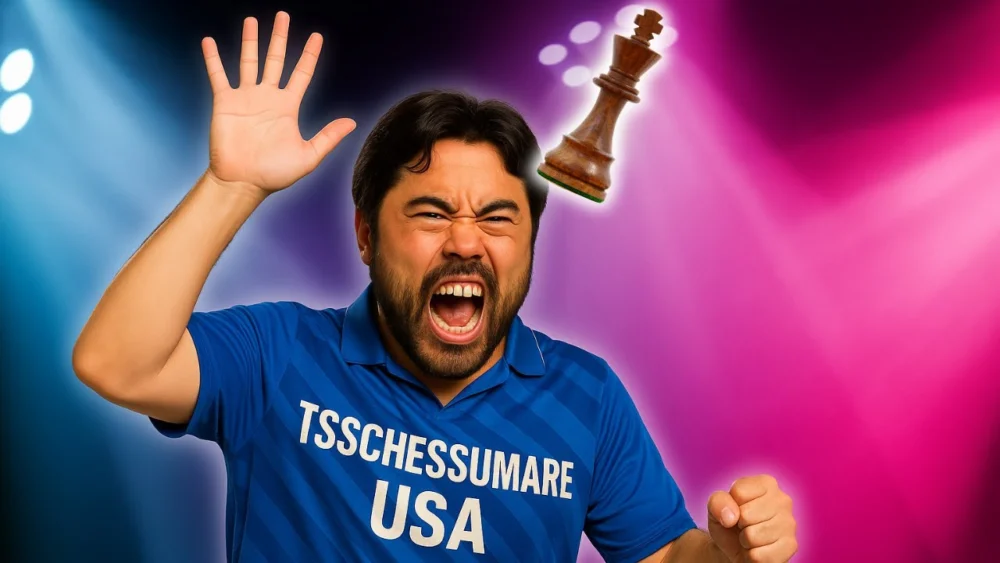 Miniatura del video: ¡LANZA EL REY AL PÚBLICO TRAS EL JAQUE MATE! 🤯: Nakamura vs Gukesh (Checkmate: USA vs India 2025)