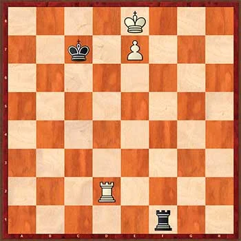 Torre y Peón contra Torre: La Construcción del Puente (Posición de Lucena) 2 Diagrama 1: Posición inicial canónica de Lucena. El peón blanco en e7 está listo para coronar, pero su rey en e8 bloquea el avance.
