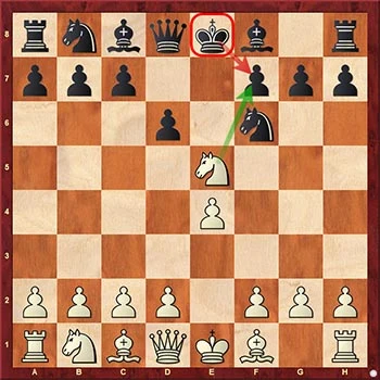 Extracción del rey mediante sacrificio en f7 en ajedrez