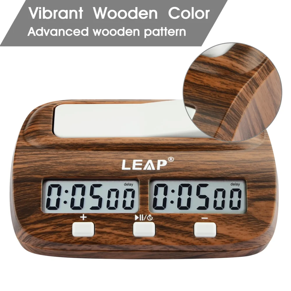 Reloj de Ajedrez Digital Acabado Madera Nogal Tradicional