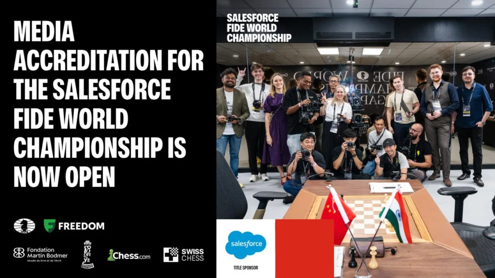 Media accreditation for the Salesforce FIDE World Championship is now open
